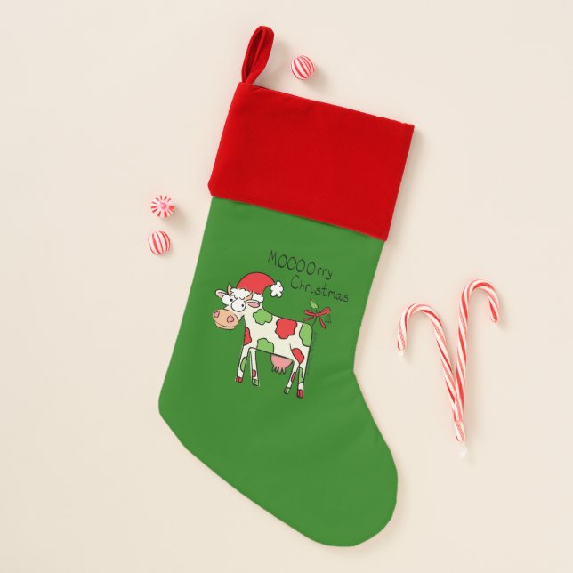 Cow Funny Cartoon Christmas Holiday Stocking (Front)