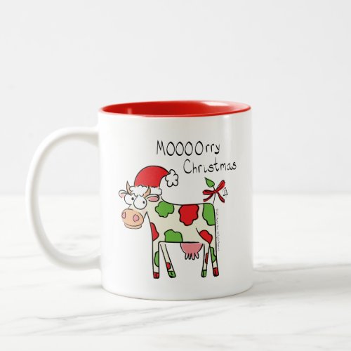 Cow Funny Cartoon Christmas Holiday Two_Tone Coffee Mug