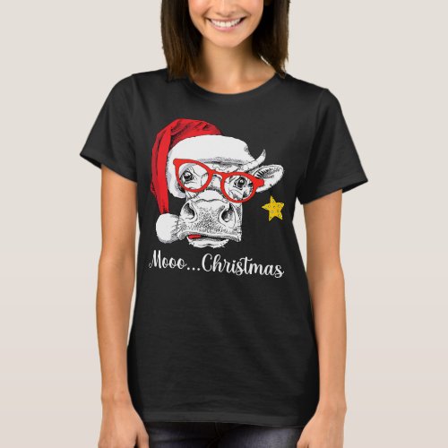 Cow Funny Cattle With Santa Hat Lover Christmas Pa T_Shirt