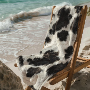 Cow Fur Black white spots Beach Towel