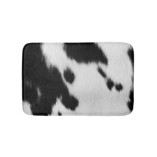 Cow Fur Spots Black White Western  Bath Mat