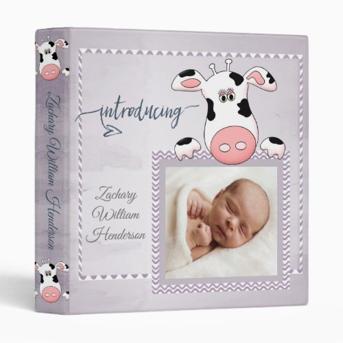 Cow Gender Neutral Baby Photo Album 3 Ring Binder