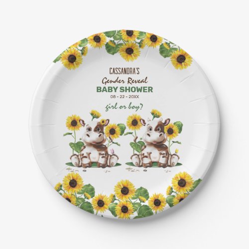 Cow Gender Reveal Baby Shower Paper Plates