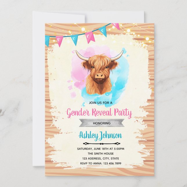 Cow gender reveal invitation (Front)