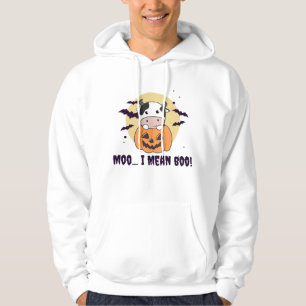 Cow Ghost Cute Kawaii Halloween Moo I Mean Boo Hoodie
