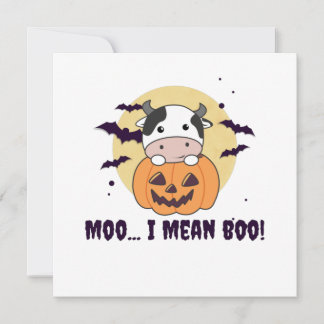 Cow Ghost Cute Kawaii Halloween Moo I Mean Boo Invitation