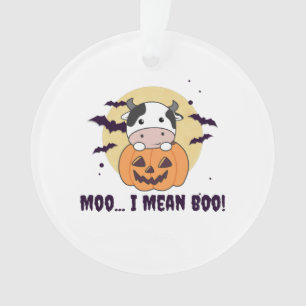 Cow Ghost Cute Kawaii Halloween Moo I Mean Boo Ornament