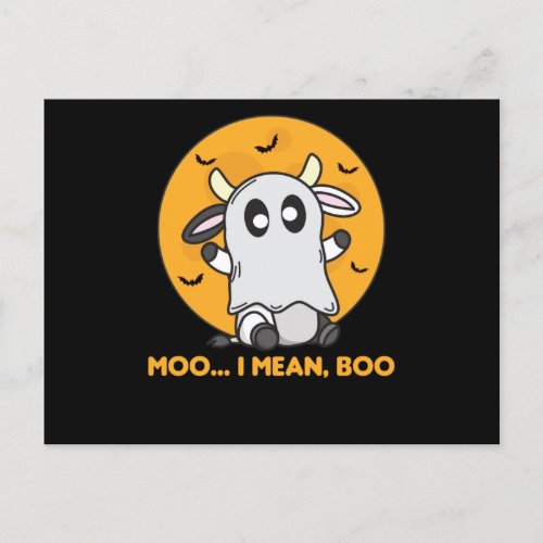 Cow Ghost Cute Kawaii Halloween Moo I Mean Boo Postcard