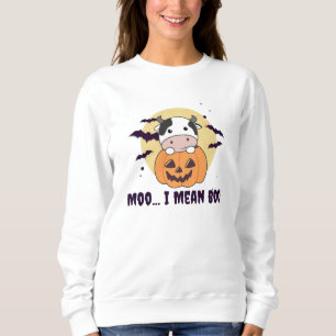 Cow Ghost Cute Kawaii Halloween Moo I Mean Boo Sweatshirt