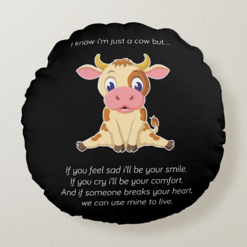 Cow Gift  An Cow Lovely Face Cow Lover Gift Round Pillow