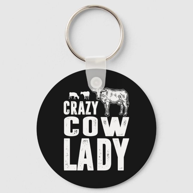 Cow Gift | Crazy Cow Lady Gift Cow Lover Keychain (Front)