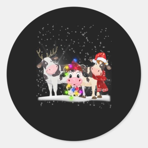 Cow Gift  Funny Christmas Cow Family Snow Classic Round Sticker
