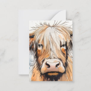 Cow gift, highland cow note card