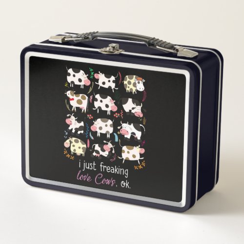 Cow Gift  I Just Freaking Love Cows OK Metal Lunch Box