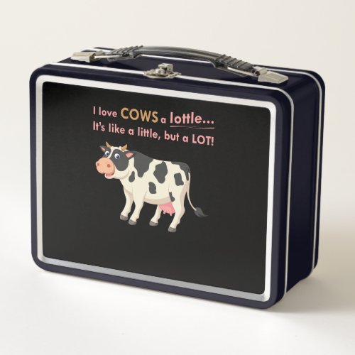 Cow Gift  I Love Cows A Lottle Metal Lunch Box