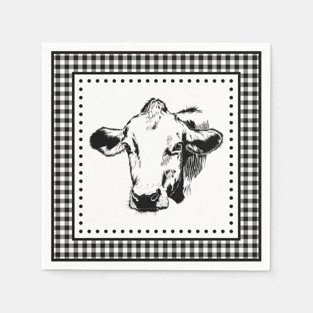 Cow Gingham Farmhouse Napkins (Front)