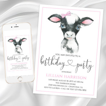 Cow Girl Farm Birthday Party Invitations by InvitationCentral at Zazzle