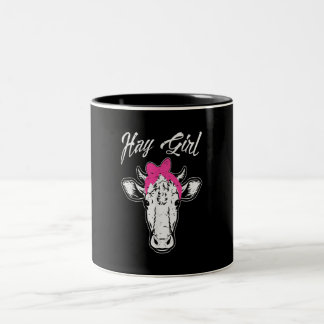 Cow Girl Farmer Gift| Cool Cow Animal Idea Two-Tone Coffee Mug