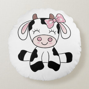 Cow Girl Round Pillow