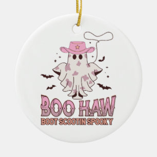 Cow girl Spooky Funny Western Halloween Ceramic Ornament