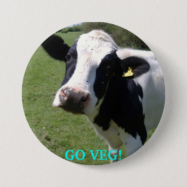 cow, GO VEG! Button (Front)