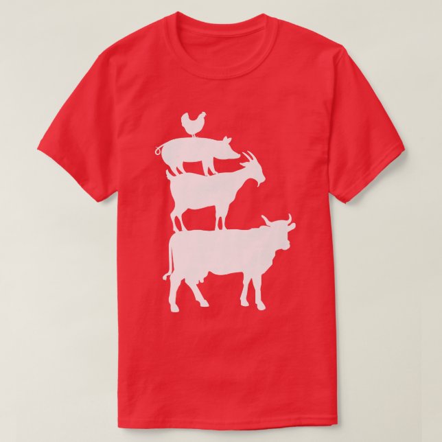 Cow Goat Pork Chicken Farmer Animal Country  T-Shirt (Design Front)
