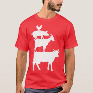 Cow Goat Pork Chicken Farmer Animal Country  T-Shirt