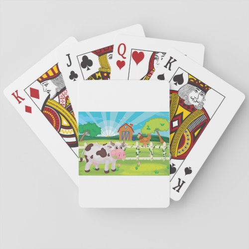 Cow Grazing On A Farm Animals Playing Cards