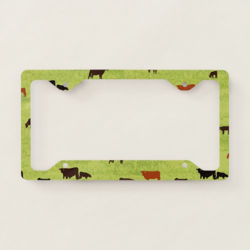 Cow Grazing Pattern License Plate Frame
