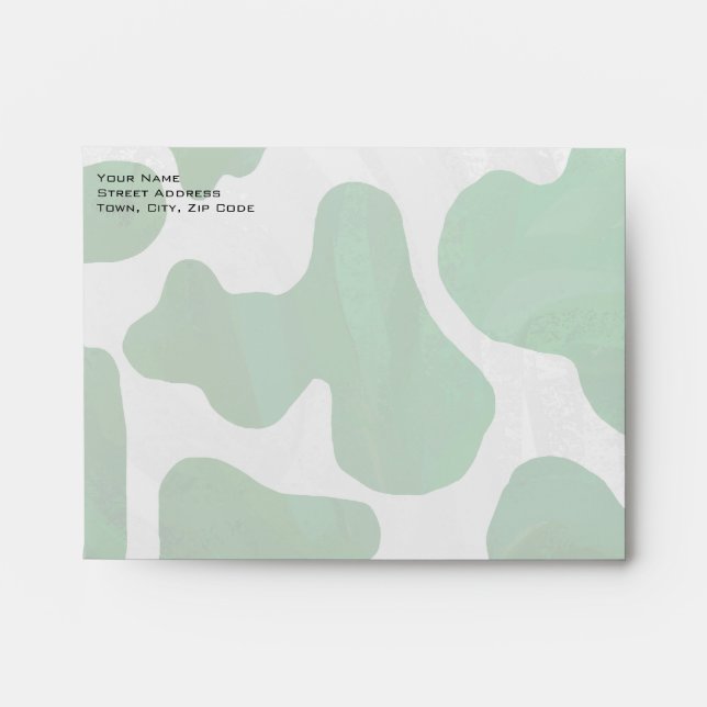 Cow Green and White Monogram Envelope (Front)