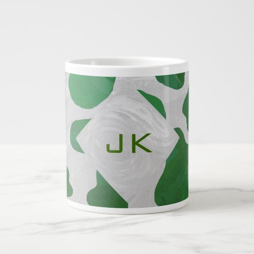 Cow Green and White Monogram Giant Coffee Mug
