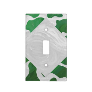 Cow Green and White Monogram Light Switch Cover