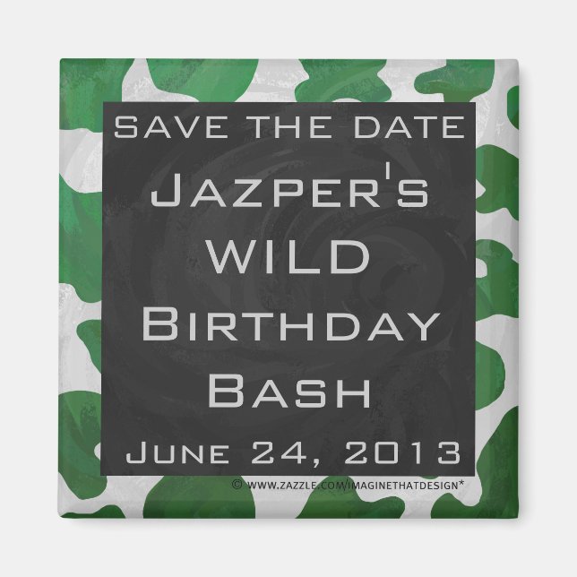 Cow Green and White Monogram Magnet (Front)