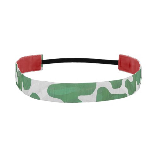 Cow Green and White Print Athletic Headband