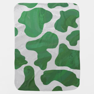 Cow Green and White Print Baby Blanket