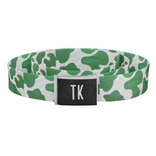 Cow Green and White Print Belt