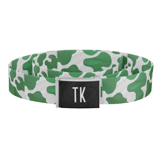 Cow Green and White Print Belt (Coil)