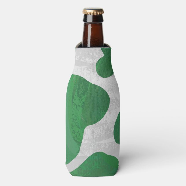 Cow Green and White Print Bottle Cooler (Bottle Front)