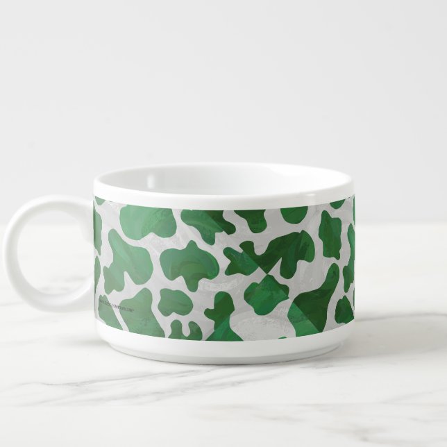 Cow Green and White Print Bowl (Right)