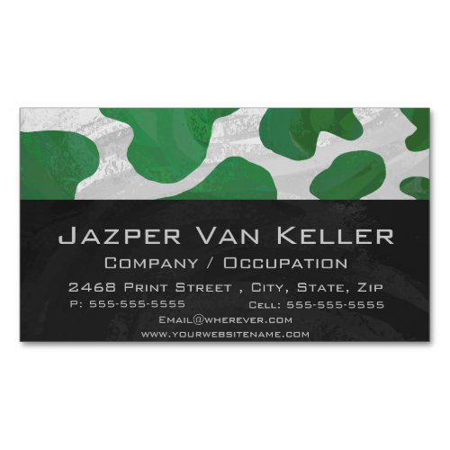 Cow Green and White Print Business Card Magnet