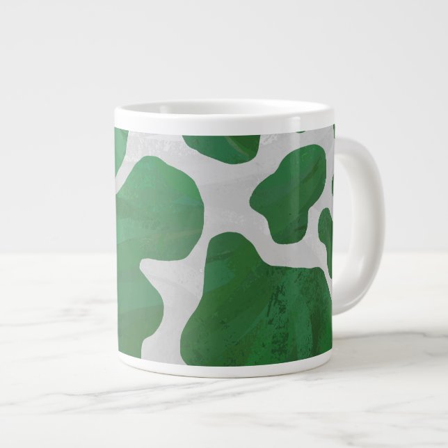 Cow Green and White Print Giant Coffee Mug (Front Right)