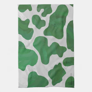 Cow Green and White Print Kitchen Towel