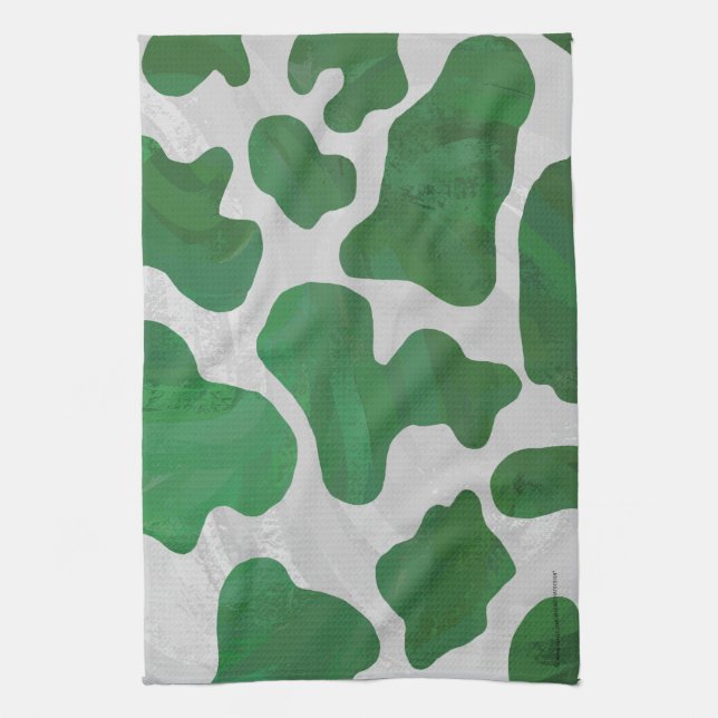 Cow Green and White Print Kitchen Towel (Vertical)