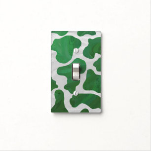 Cow Green and White Print Light Switch Cover