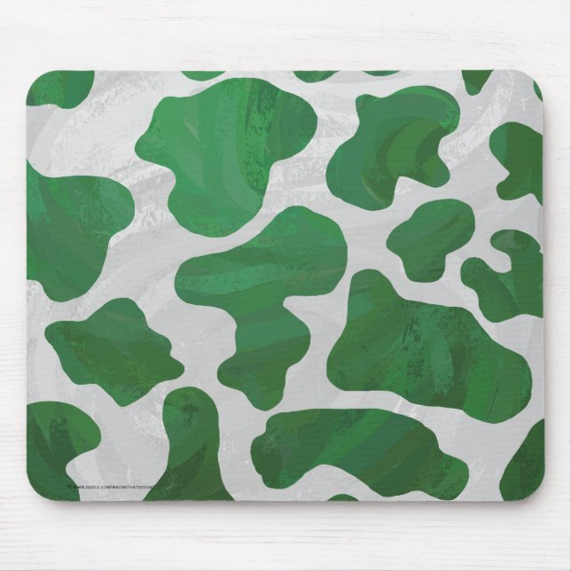 Cow Green and White Print Mouse Pad (Front)