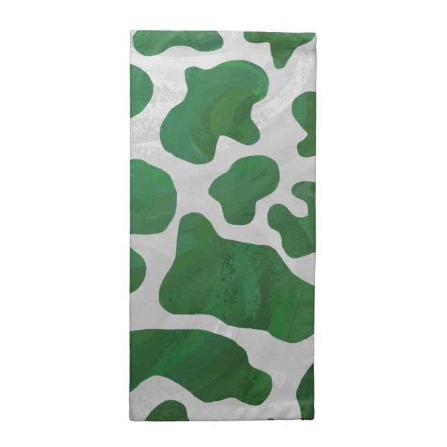 Cow Green and White Print Napkin (Half Fold)