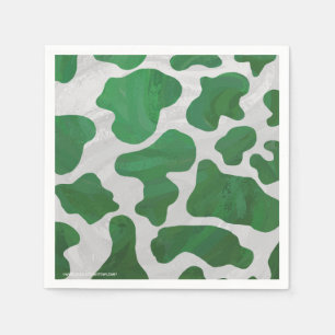 Cow Green and White Print Paper Napkins