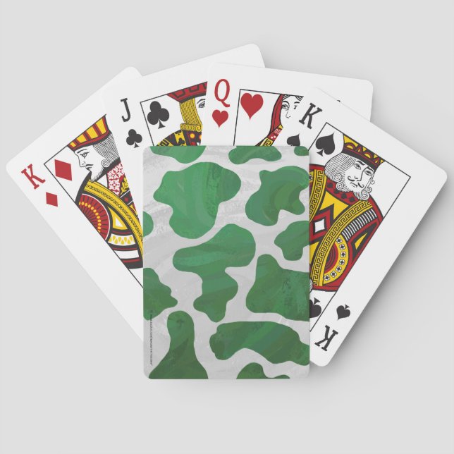 Cow Green and White Print Poker Cards (Back)