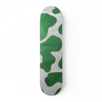 Cow Green and White Print Skateboard