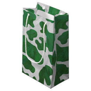 Cow Green and White Print Small Gift Bag